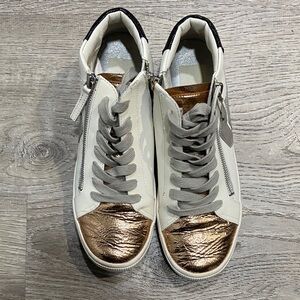 Dolce Vita Metallic Bronze and White Sneakers